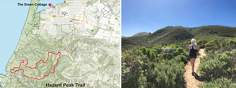 hazard peak trail map and hiker on trail