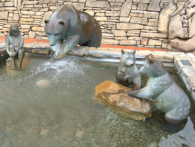 Chumash Girl and bears at Mission Plaza San Luis Obispo