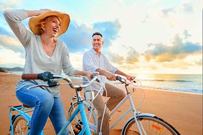 Rent bikes and cruise the beach